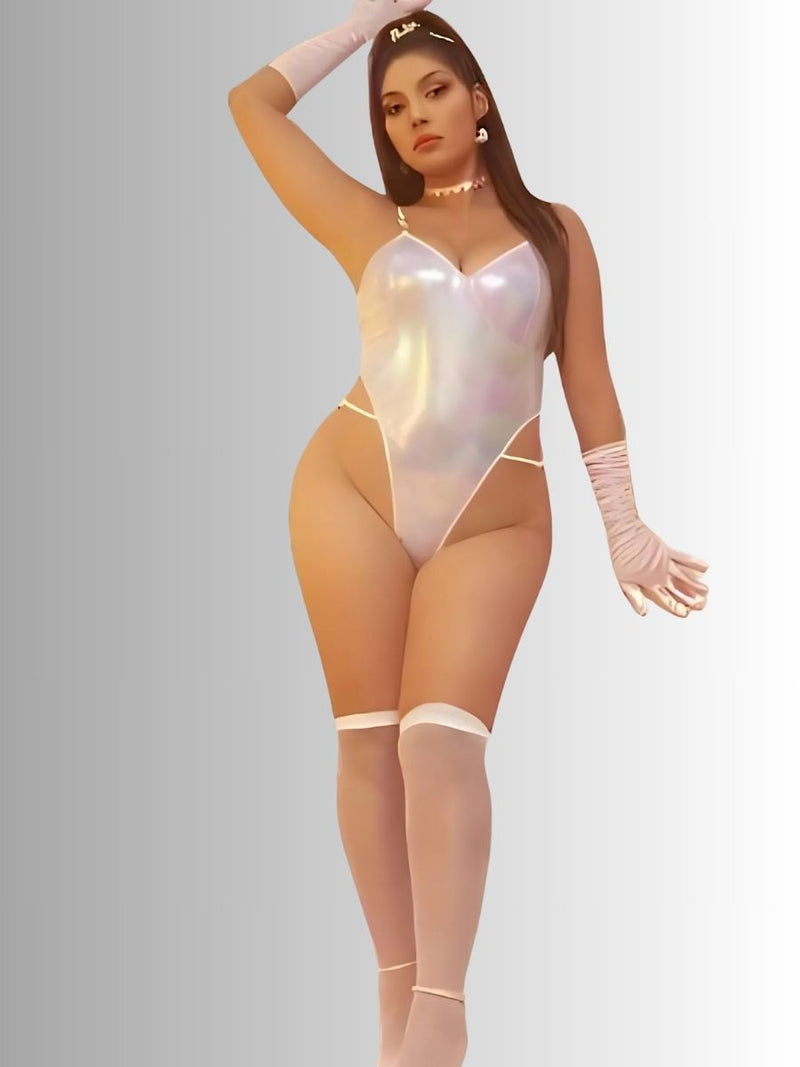 Wet Look Metallic Ombre Κορμάκι Plus Size