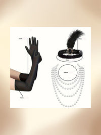 Set για Look 1920 με Πέρλες και Γάντια Σατέν μέχρι τον Αγκώνα