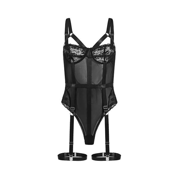 Sexy See Through Body με Δαντέλα και Καλτσοδέτες