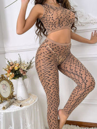 Σέξι και Ελαστικό Σετ Τοπ & Κολάν σε Nude Animal Print 🐾✨