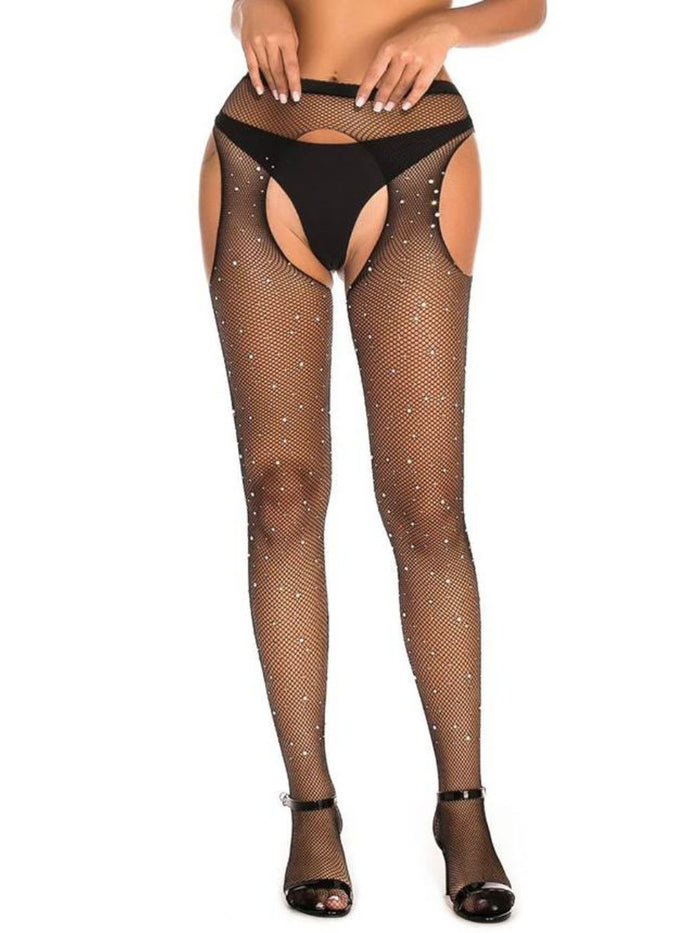 Μαύρο Δίχτυ Καλσόν με Strass