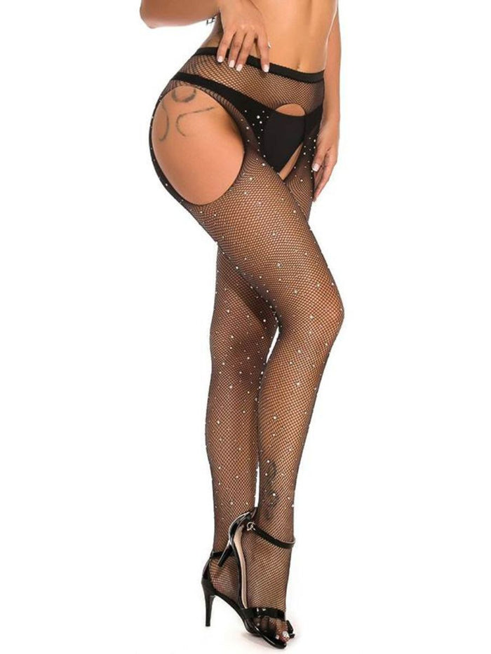 Μαύρο Δίχτυ Καλσόν με Strass