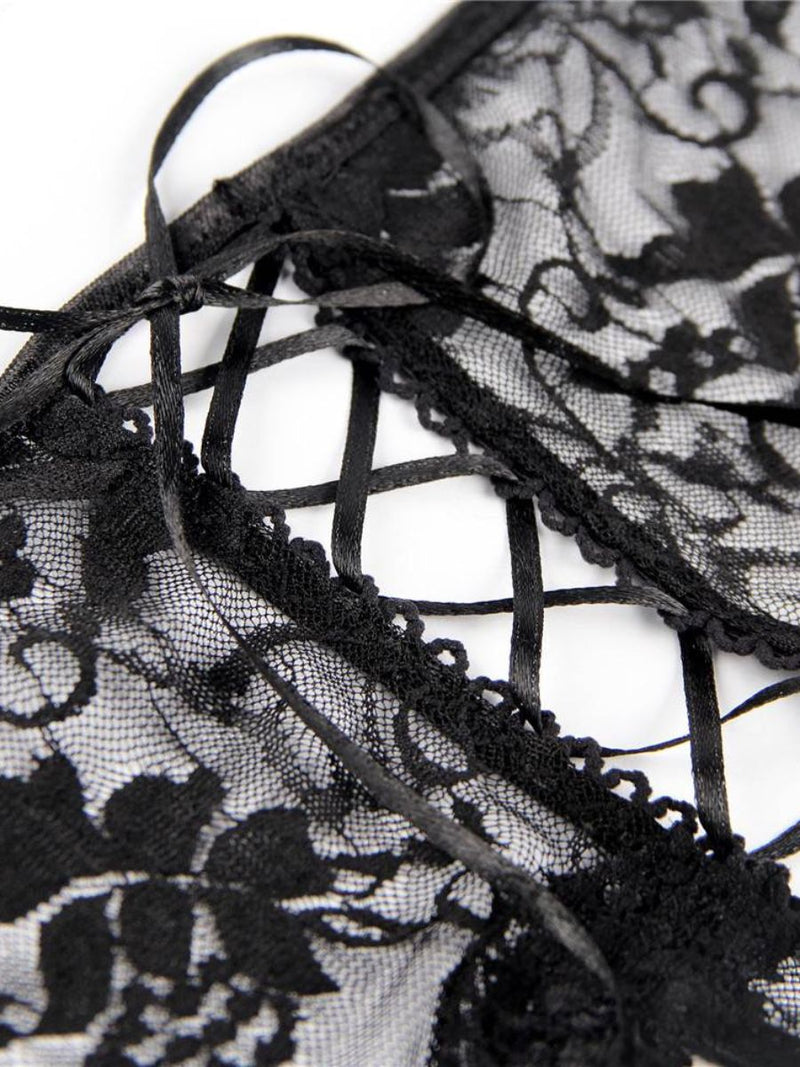 Μαύρο Σέξι Δαντελωτό Brazil Slip Crotchless 🌹