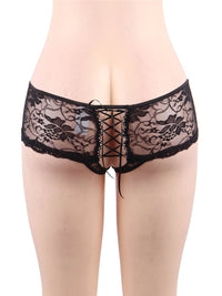 Μαύρο Σέξι Δαντελωτό Brazil Slip Crotchless 🌹