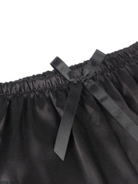 Άνετο Μαύρο Σετ Babydoll από Μετάξι και Δαντέλα