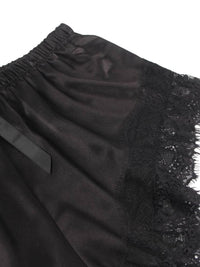 Άνετο Μαύρο Σετ Babydoll από Μετάξι και Δαντέλα