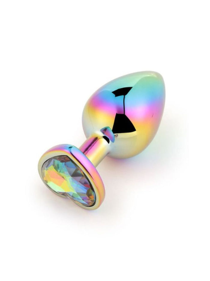 Cute Rainbow Butt Plug με Κόσμημα Καρδιάς