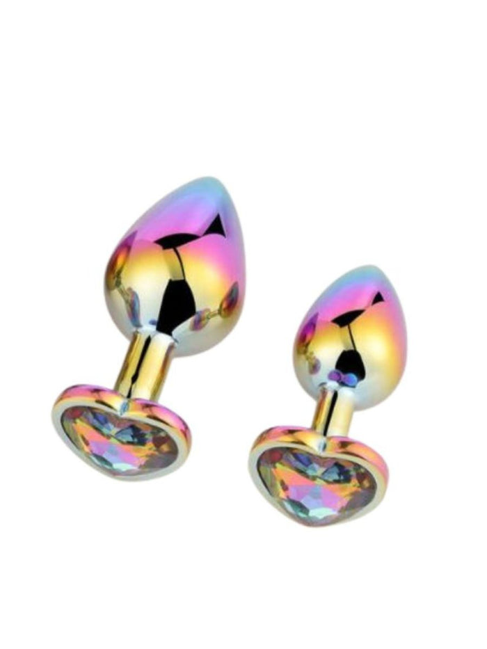 Cute Rainbow Butt Plug με Κόσμημα Καρδιάς