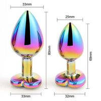 Cute Rainbow Butt Plug με Κόσμημα Καρδιάς