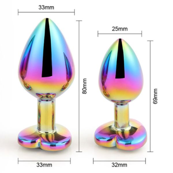 Cute Rainbow Butt Plug με Κόσμημα Καρδιάς