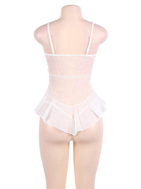 Λευκό Σέξι Πουά Babydoll με Δαντέλα