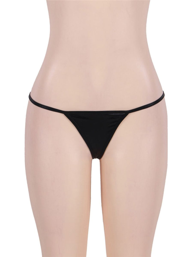 Εξωτικό Μικροσκοπικό Λαμπερό Μαύρο G-String