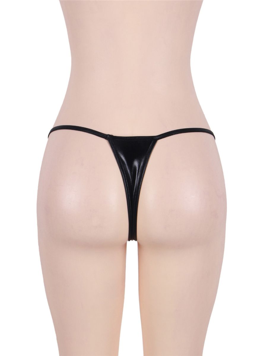 Εξωτικό Μικροσκοπικό Λαμπερό Μαύρο G-String