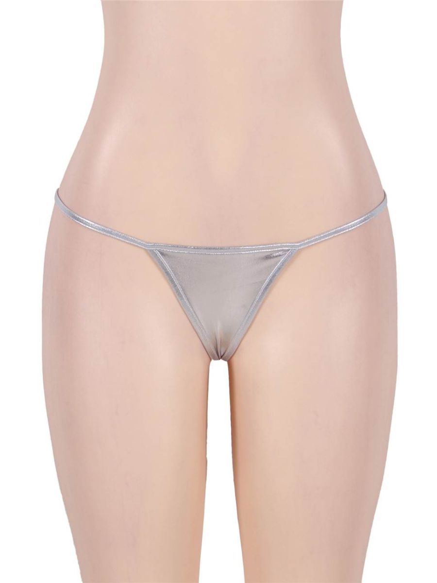 Εξωτικό Μικροσκοπικό Λαμπερό Ασημί G-String