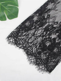 Μαύρη σατέν ρόμπα με eyelash δαντέλα και string plus size - Juicy String