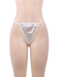 Μεταξωτή Λευκή Ρόμπα Plus Size με Δαντέλα και String | Juicy String