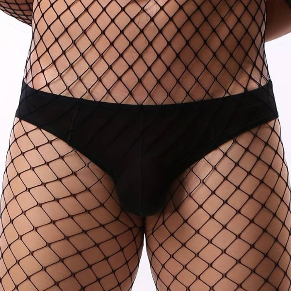 Ολόσωμο Ανδρικό Διχτυωτό Bodystocking με Μακριά Μανίκια