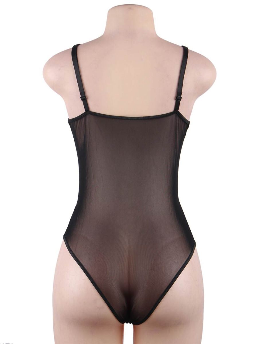 Μαύρο Κορμάκι με Δαντέλα Χωρίς Μπανέλα Plus Size