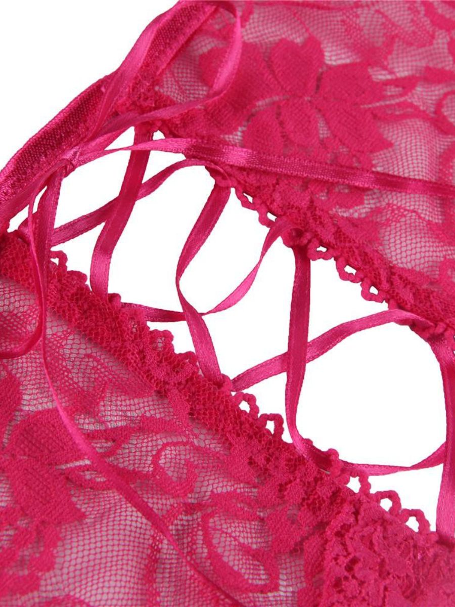 Ροζ Σέξι Δαντελωτό Brazil Slip Crotchless 🌹