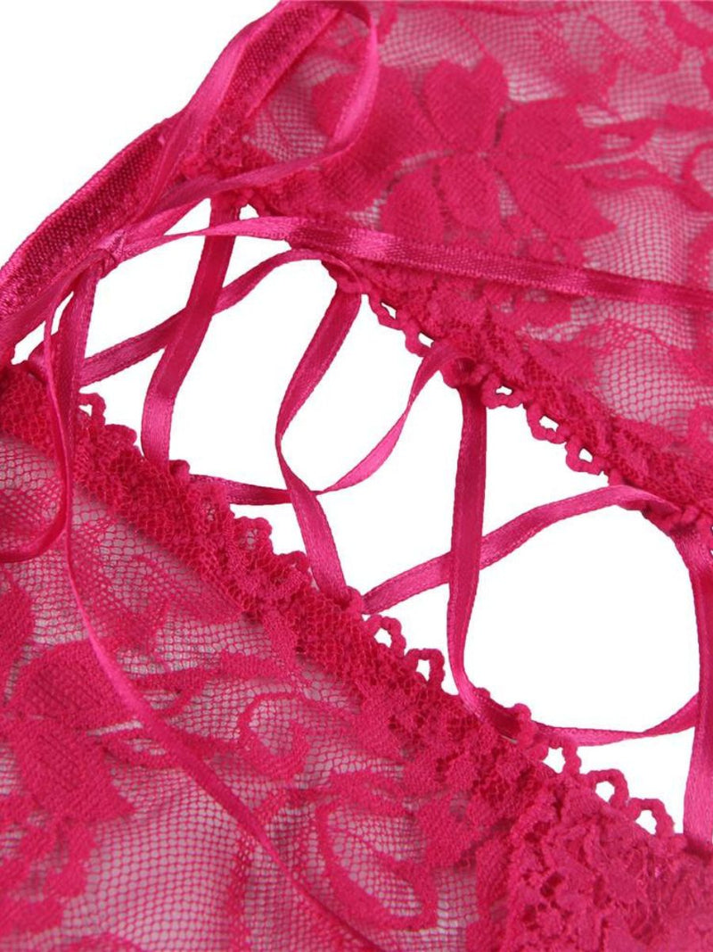 Ροζ Σέξι Δαντελωτό Brazil Slip Crotchless 🌹