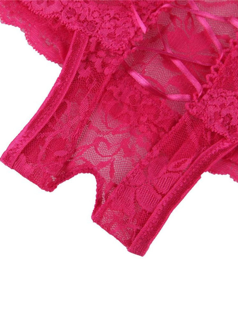 Ροζ Σέξι Δαντελωτό Brazil Slip Crotchless 🌹
