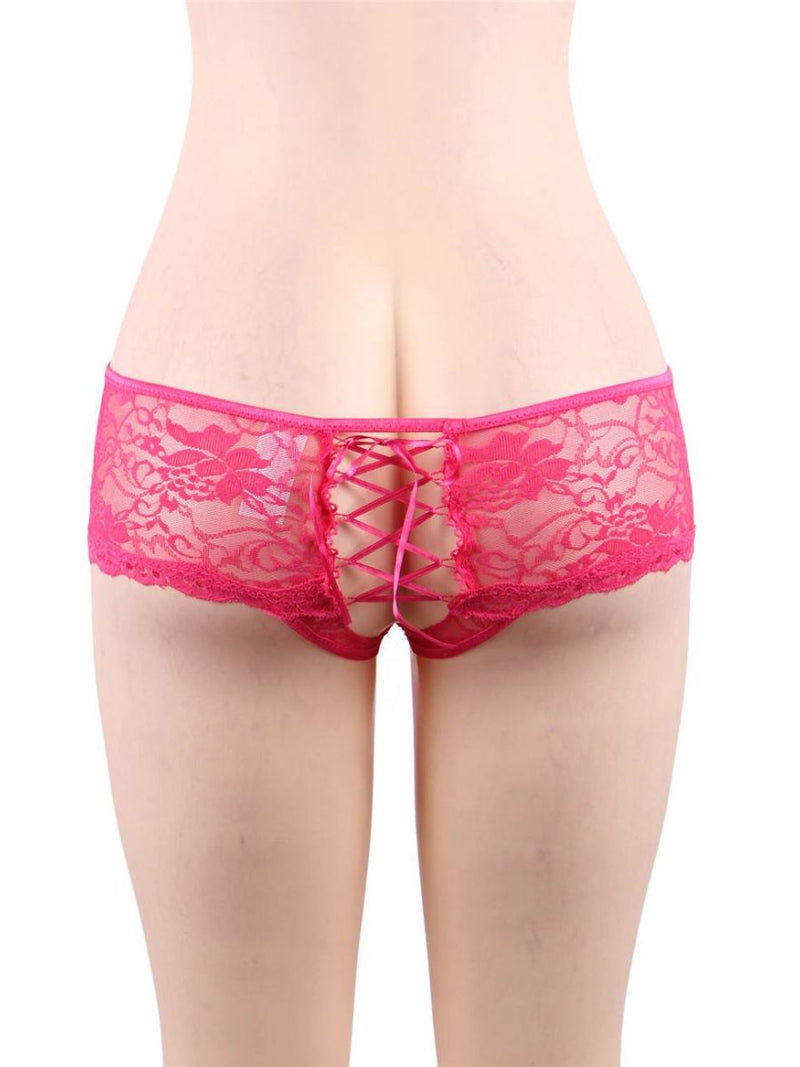 Ροζ Σέξι Δαντελωτό Brazil Slip Crotchless 🌹
