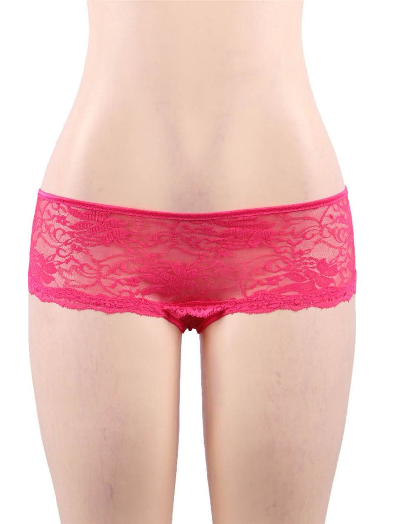 Ροζ Σέξι Δαντελωτό Brazil Slip Crotchless 🌹