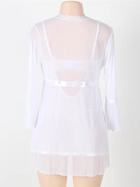 Λευκό Σετ Babydoll Με Ρόμπα Από Διαφάνεια