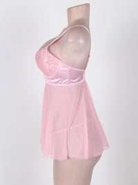 Ροζ Babydoll Αέρινο Plus Size