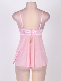 Ροζ Babydoll Αέρινο Plus Size
