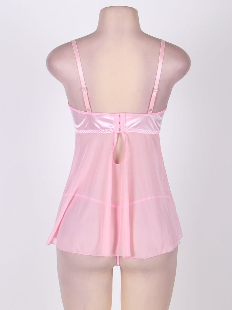 Ροζ Babydoll Αέρινο Plus Size