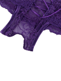 Μωβ Σέξι Δαντελωτό Brazil Slip Crotchless 🌹