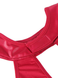 Κόκκινο Σέξι Δερμάτινο Φόρεμα Halter με Δαντέλα Plus Size