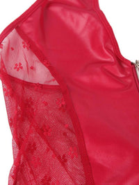 Κόκκινο Σέξι Δερμάτινο Φόρεμα Halter με Δαντέλα Plus Size
