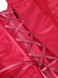 Κόκκινο Σέξι Δερμάτινο Φόρεμα Halter με Δαντέλα Plus Size