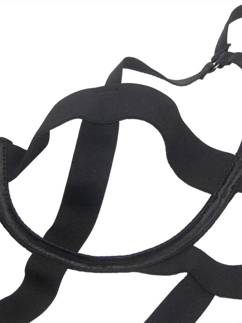 Μαύρο Plus Size Σέξι Bodysuit με Κοψίματα και Bondage Σχέδιο