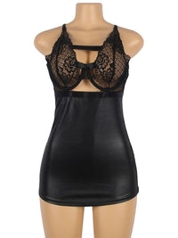 Μαύρο Babydoll με Floral Λεπτομέρειες και Ανοίγματα στην Πλάτη Plus Size