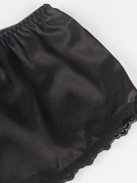 Σέξι Μαύρο Σετ Babydoll Μεταξωτό με Δαντέλα Plus Size