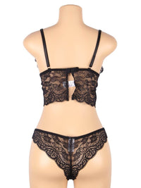 Σέξι Μαύρο Σετ Babydoll Μεταξωτό με Δαντέλα Plus Size
