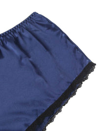 Σέξι Μπλε Σετ Babydoll Μεταξωτό με Δαντέλα Plus Size
