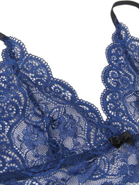 Σέξι Μπλε Σετ Babydoll Μεταξωτό με Δαντέλα Plus Size