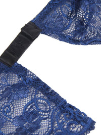 Σέξι Μπλε Σετ Babydoll Μεταξωτό με Δαντέλα Plus Size
