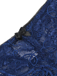 Σέξι Μπλε Σετ Babydoll Μεταξωτό με Δαντέλα Plus Size