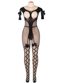 Σέξι Μαύρο Ολόσωμο Bodystocking Open Cup με Ανοιχτούς Ώμους Plus Size
