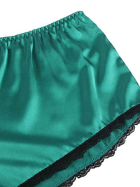 Σέξι Πράσινο Σετ Babydoll Μεταξωτό με Δαντέλα Plus Size