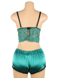 Σέξι Πράσινο Σετ Babydoll Μεταξωτό με Δαντέλα Plus Size
