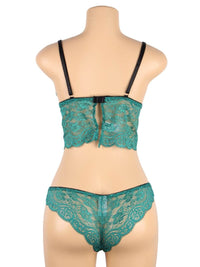 Σέξι Πράσινο Σετ Babydoll Μεταξωτό με Δαντέλα Plus Size