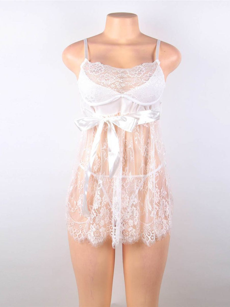 Σέξι Λευκό Babydoll με Δαντέλα και Ενίσχυση στο Στήθος