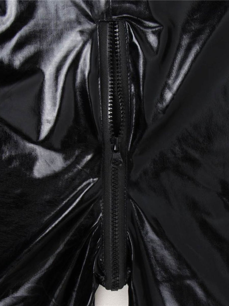 Σέξι Μαύρο Ανδρικό Δερμάτινο Catsuit