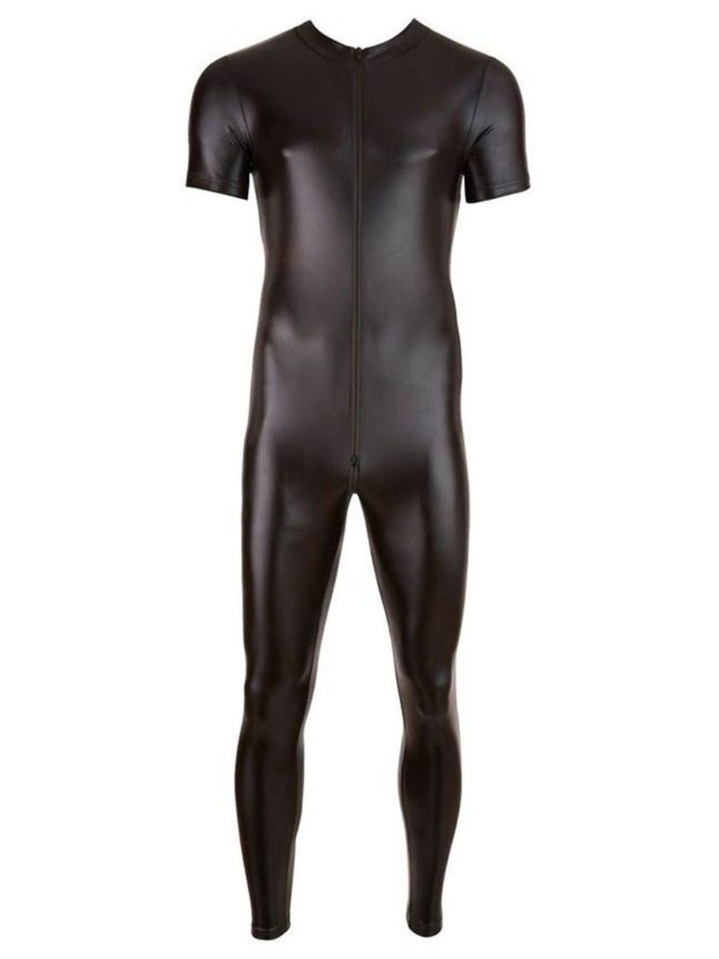 Σέξι Μαύρο Ανδρικό Δερμάτινο Catsuit